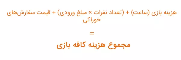فرمول محاسبه هزینه کافه بازی های تهران